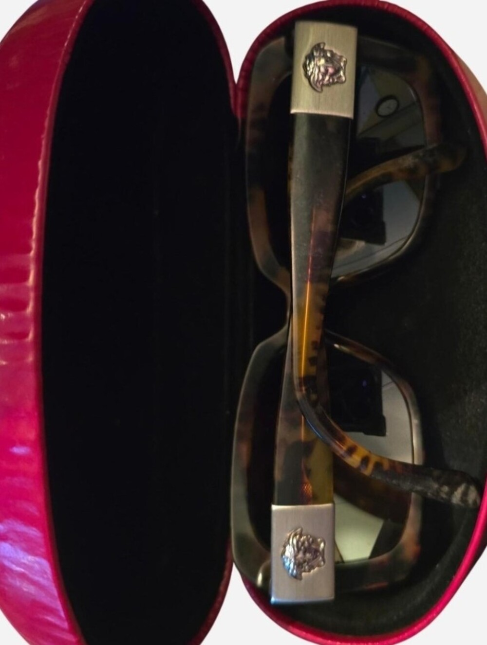 Authentic Versace Tortoise Shell Sunglasses with Medusa Logo & Metallic Details